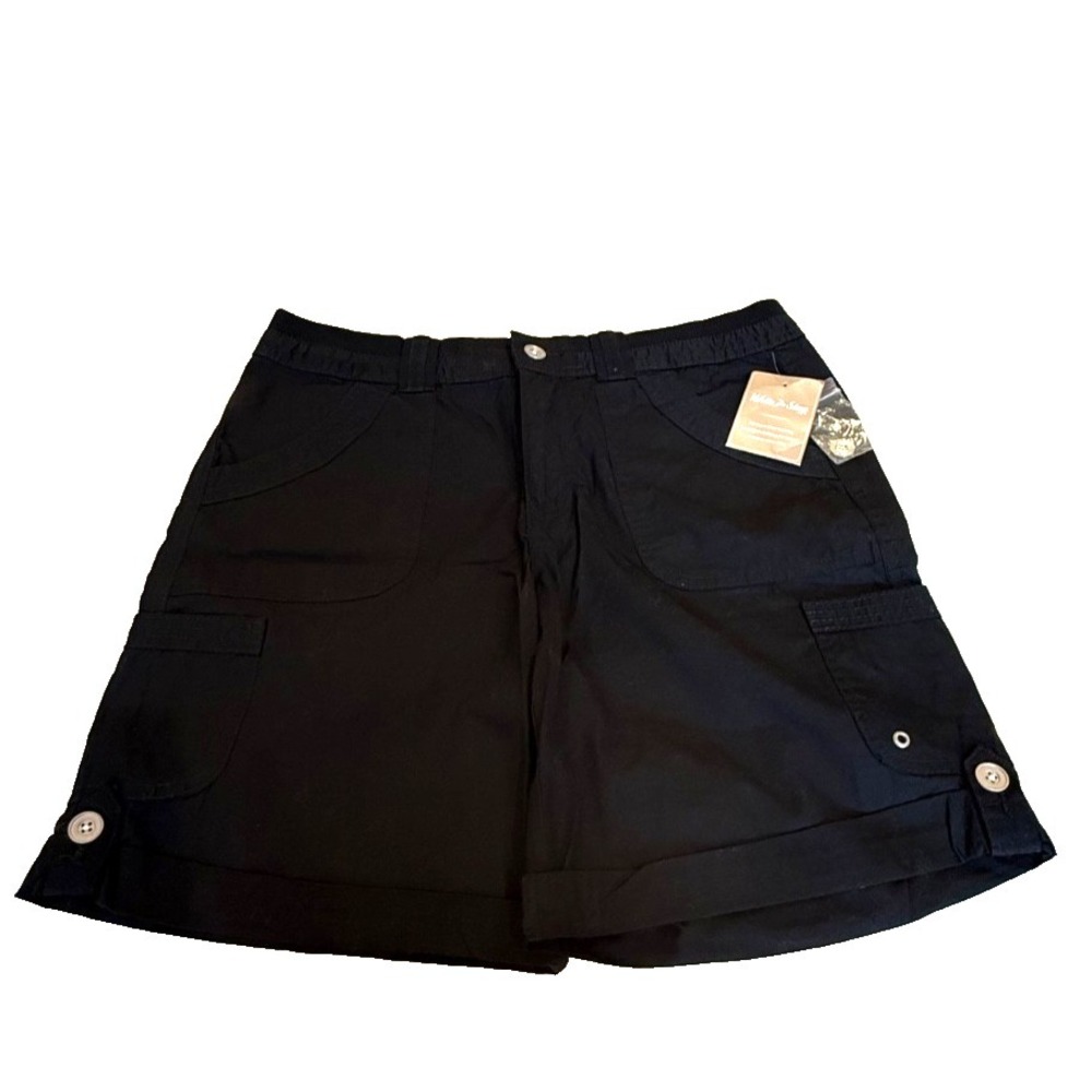 White Stag Women's 100% Cotton Cuffed Cargo Shorts; Stretch; Black; Size 8; NWT - Picture 6 of 6